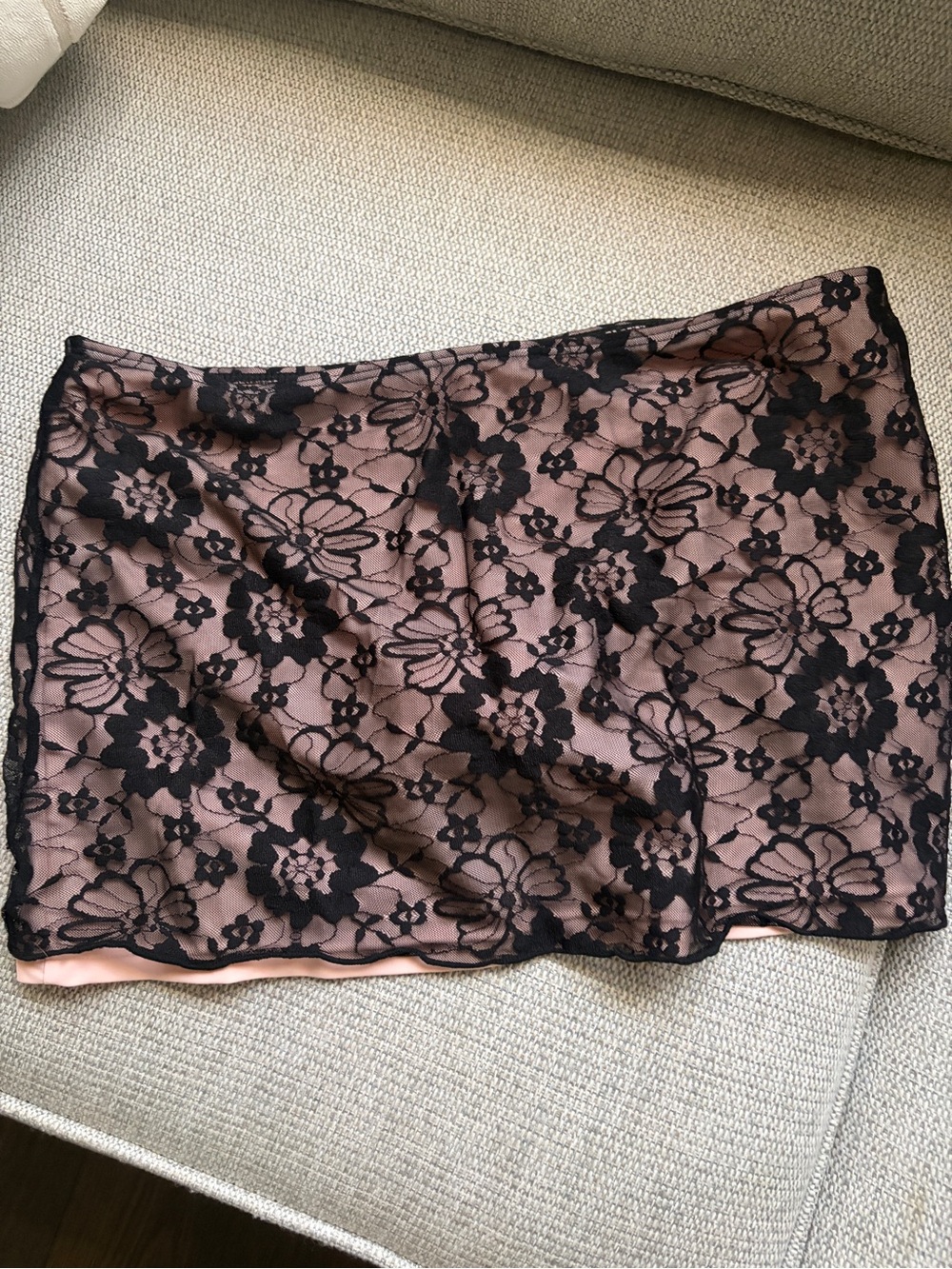 Black Lace Swim Skirt Cover-Up with Blush Pink Lining